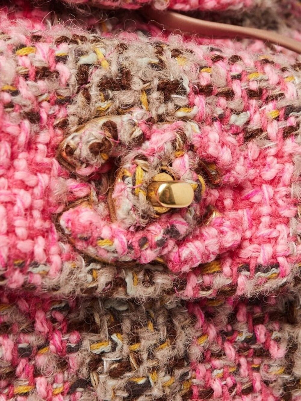 Chanel Pink/Brown Tweed Elegant Chain Backpack Bag - Picture 11 of 12